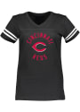 Cincinnati Reds Womens Football T-Shirt - Black