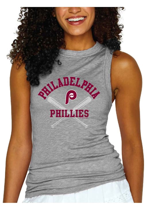 Philadelphia Phillies Womens GREY Gauze Tank Top - 22651533