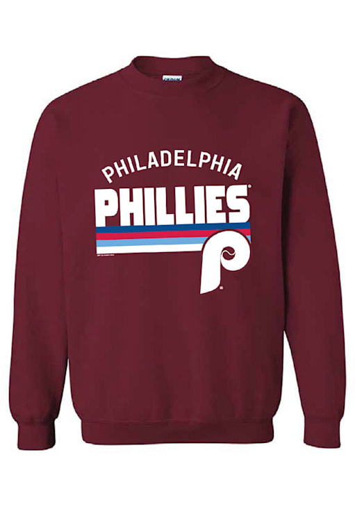 Philadelphia Phillies Womens MAROON Gildan Long Sleeve Crew