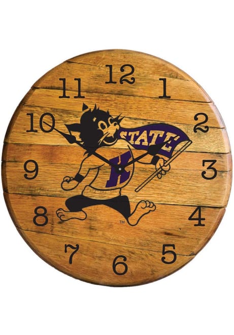 Brown K-State Wildcats Willie Logo Wall Clock
