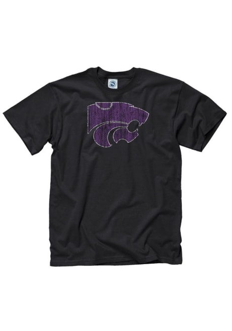 K-State Wildcats Distressed Short Sleeve T Shirt - Black