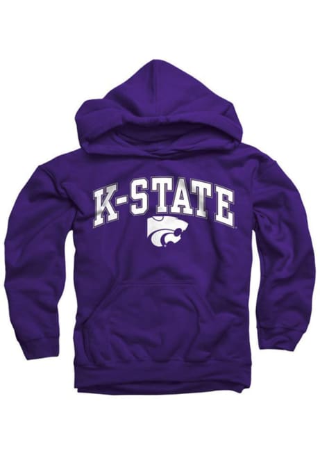 Youth Purple K-State Wildcats Midsize Arch Long Sleeve Hooded Sweatshirt
