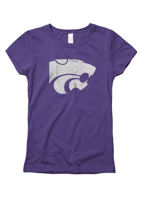 Girls Purple K-State Wildcats Glitzy Short Sleeve T-Shirt