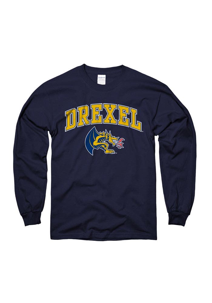 Drexel Dragons Big Logo NAVY Long Sleeve T Shirt - 22781616