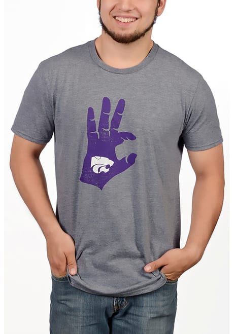 K-State Wildcats Hand Sign Short Sleeve T Shirt - Grey