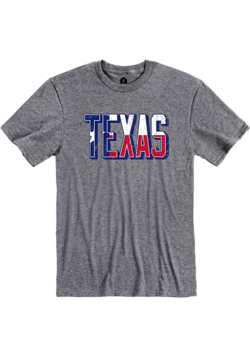 Texas Grey State Flag Wordmark Short Sleeve T Shirt