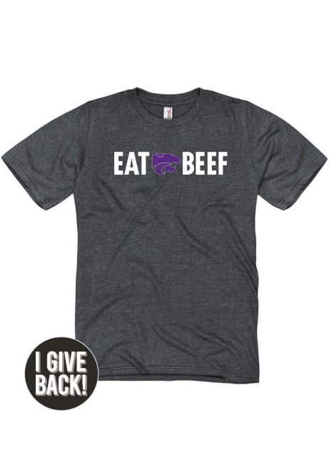 K-State Wildcats Eat Beef Short Sleeve T Shirt - Grey