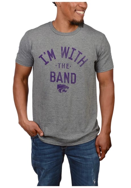 K-State Wildcats Curved Band Short Sleeve T Shirt - Grey