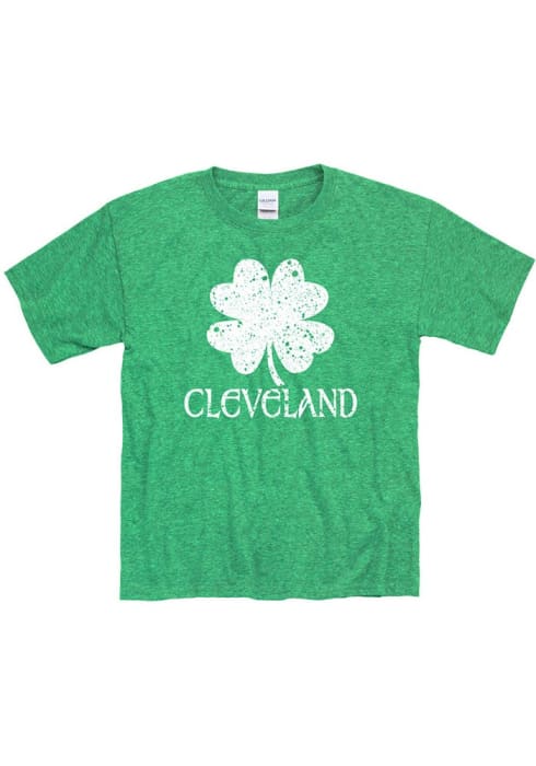 Cleveland Youth Green Splatter Shamrock Short Sleeve T Shirt