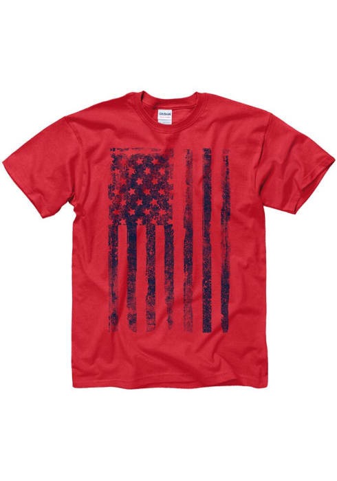 Americana Red Distressed American Flag Short Sleeve T Shirt