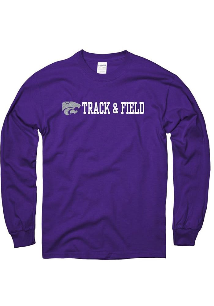 Mens PURPLE K-State Wildcats Track and Field Long Sleeve Tee