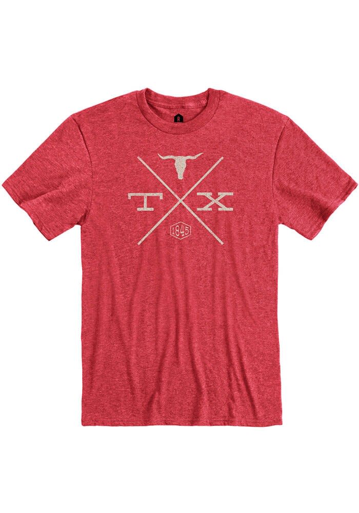 Rally Texas RED HEATHER BBQ Crossing Short Sleeve Fashion T Shirt