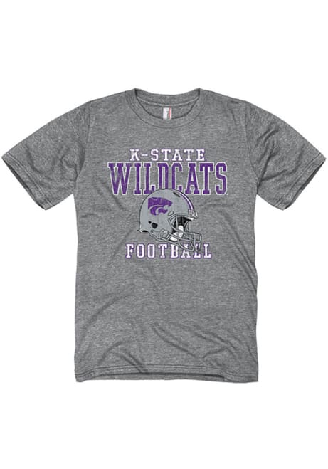 K-State Wildcats Helmet Short Sleeve T Shirt - Grey
