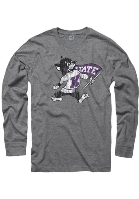 Mens Grey K-State Wildcats Distressed Tee