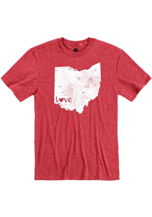 Ohio Red State Shape Love Short Sleeve T Shirt