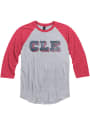 Cleveland Heather Grey CLE Block 3/4 Raglan T-Shirt