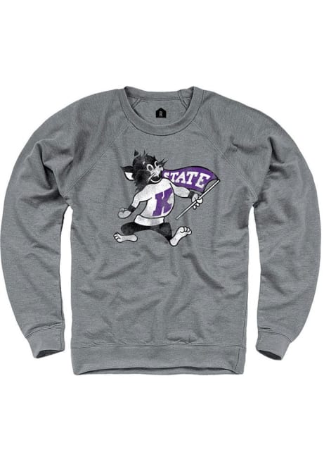 Mens K-State Wildcats Grey Rally Distressed Crew Sweatshirt