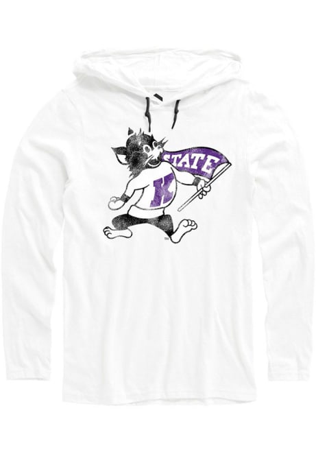 Mens K-State Wildcats White Rally Distressed Hooded Sweatshirt