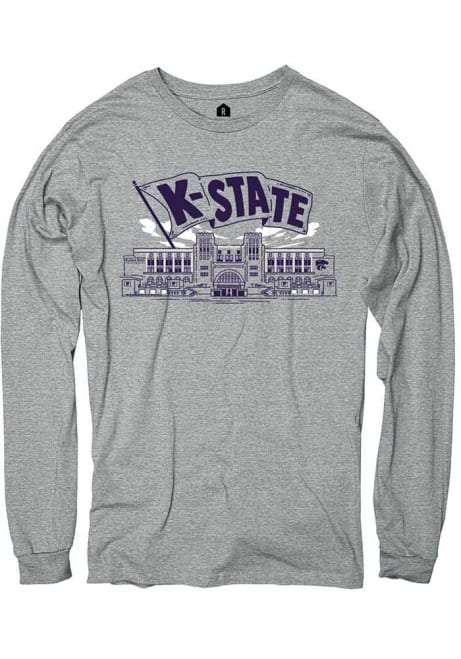 Mens K-State Wildcats Grey Rally Snyder Family Stadium Long Sleeve Fashion T Shirt