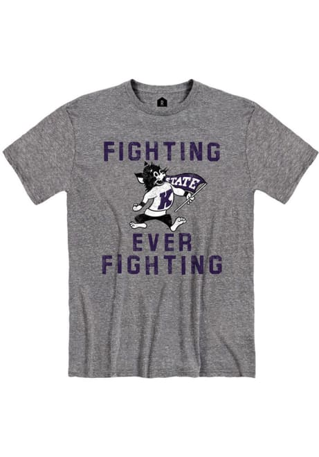 K-State Wildcats Grey Rally Fighting Ever Fighting Short Sleeve Fashion T Shirt