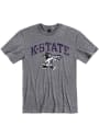 K-State Wildcats Rally Distressed Arch Mascot Fashion T Shirt - Grey