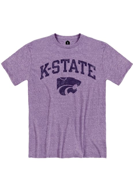 K-State Wildcats Lavender Rally Distressed Arch Mascot Short Sleeve Fashion T Shirt