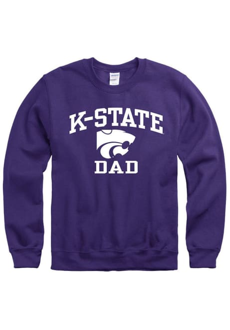 Mens Purple K-State Wildcats Dad Number One Crew Sweatshirt