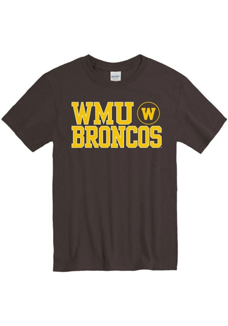 Western Michigan Broncos Flat Name Mascot Short Sleeve T Shirt - Brown