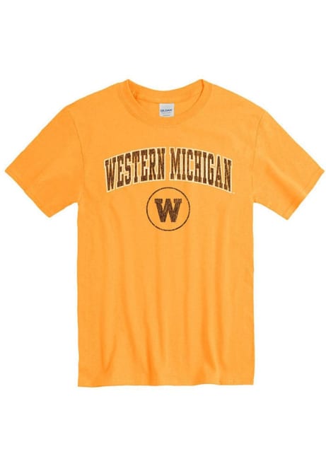 Western Michigan Broncos Midsize Distressed Short Sleeve T Shirt - Gold