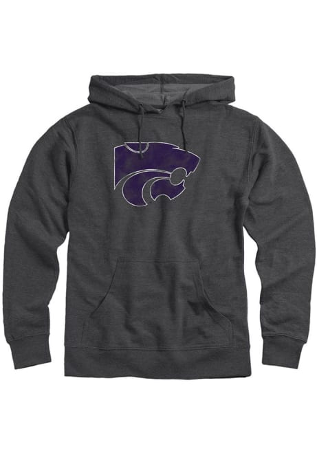 Mens Grey K-State Wildcats Distressed Primary Logo Hooded Sweatshirt