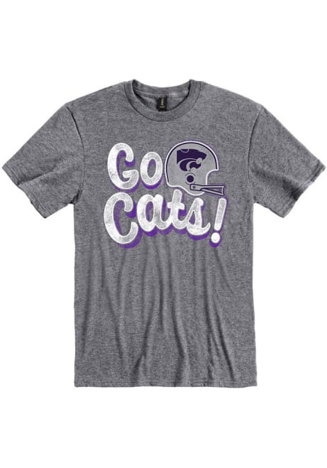 Grey K-State Wildcats Go Cats Football Short Sleeve Fashion T Shirt