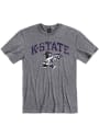K-State Wildcats Distressed Arch Mascot Fashion T Shirt - Grey