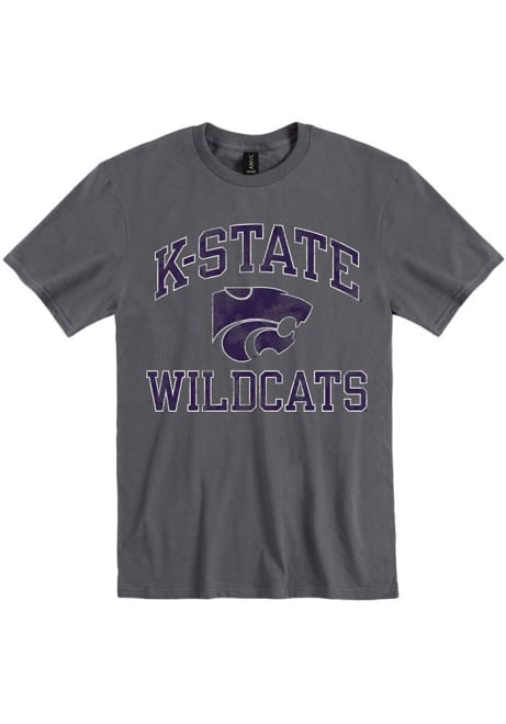 Charcoal K-State Wildcats Number One Distressed Short Sleeve Fashion T Shirt