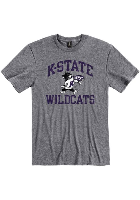 Grey K-State Wildcats Number One Distressed Short Sleeve Fashion T Shirt
