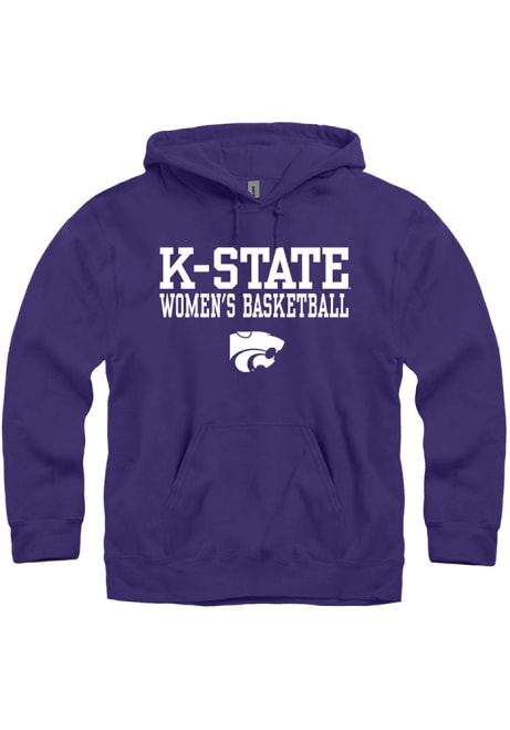 Mens Purple K-State Wildcats Womens Basketball Stacked Hooded Sweatshirt