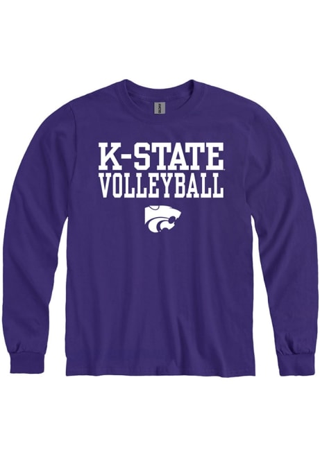 Mens Purple K-State Wildcats Volleyball Stacked Tee