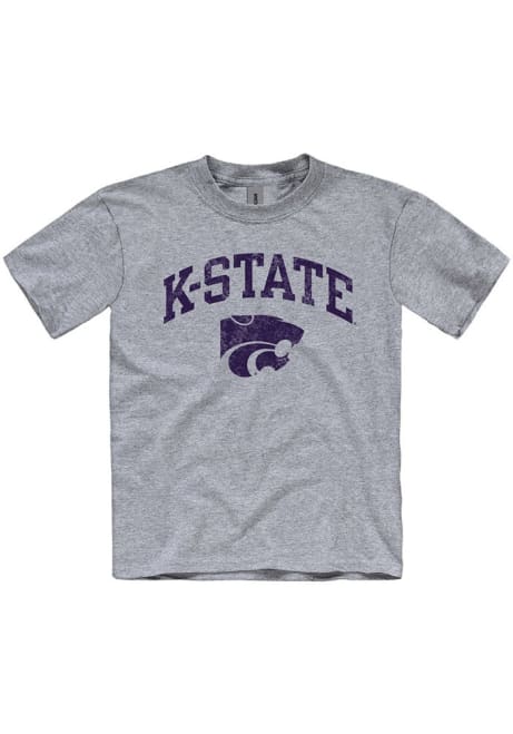 Youth Grey K-State Wildcats Powercat Short Sleeve T-Shirt