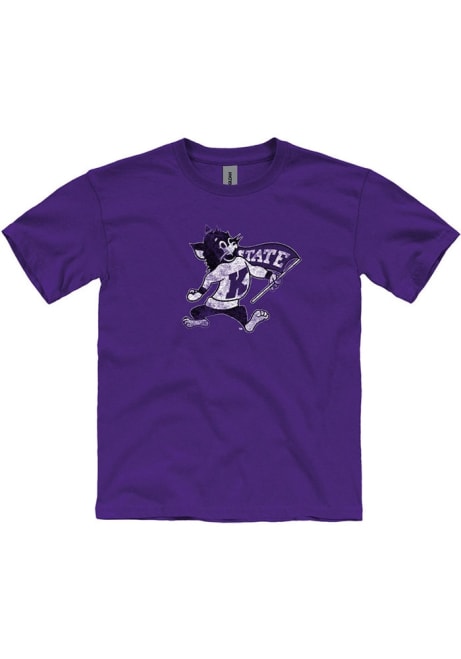 Youth Purple K-State Wildcats Rubbed Logo Short Sleeve T-Shirt