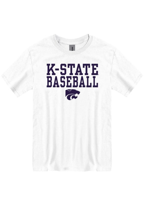 K-State Wildcats Baseball Stacked Short Sleeve T Shirt - White