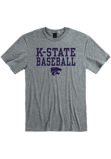 K-State Wildcats Baseball Stacked Short Sleeve T Shirt - Graphite