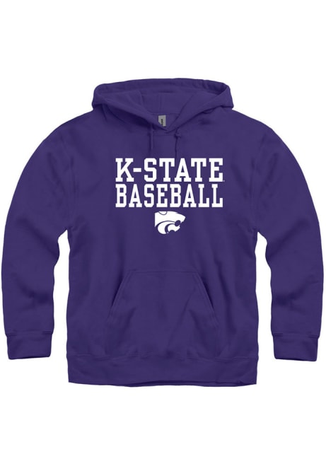 Mens Purple K-State Wildcats Baseball Stacked Hooded Sweatshirt