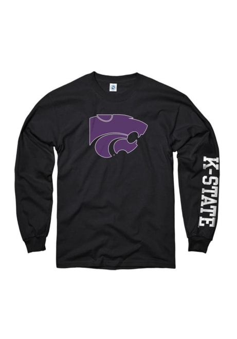 Youth Black K-State Wildcats Mascot Long Sleeve T-Shirt