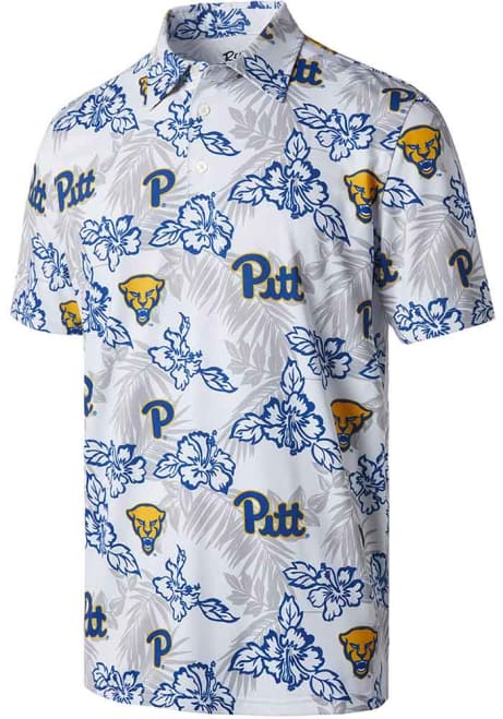 Mens Pitt Panthers White Reyn Spooner Pua Short Sleeve Polo Shirt