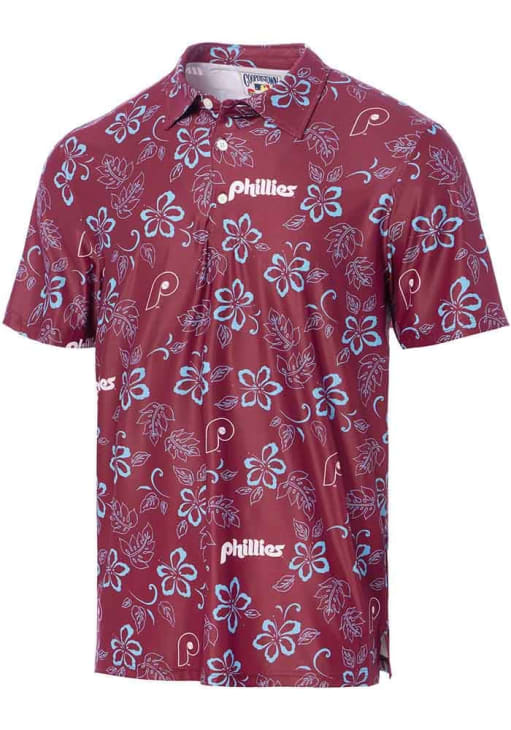 Reyn Spooner Philadelphia Phillies Mens Maroon Cooperstown Short Sleeve Fashion Polo