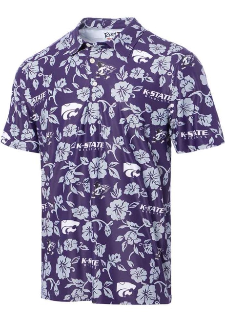 Mens K-State Wildcats Purple Reyn Spooner PUA Short Sleeve Polo Shirt