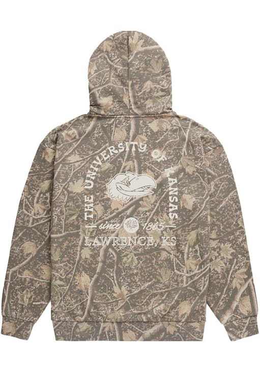 Uscape Kansas Jayhawks Mens Natural Back Bay Camo Long Sleeve Hoodie