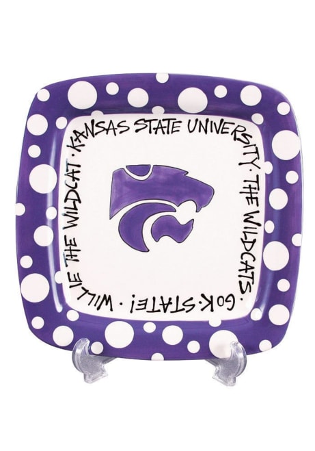 Purple K-State Wildcats Polka Dot Square Plate