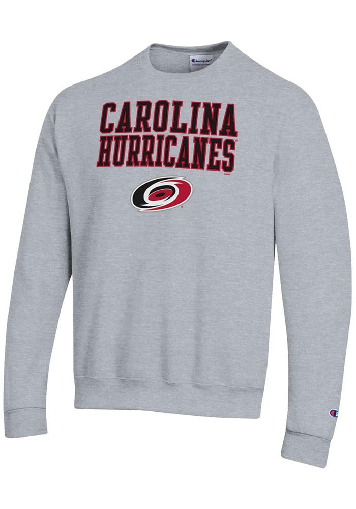 Champion Carolina Hurricanes Grey Powerblend Long Sleeve Crew Sweatshirt Grey 50 COTTON 50 POLYESTER Size L Rally House