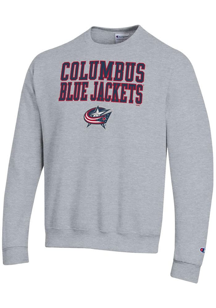 Champion Columbus Blue Jackets Grey Powerblend Long Sleeve Crew Sweatshirt Grey 50 COTTON 50 POLYESTER Size L Rally House