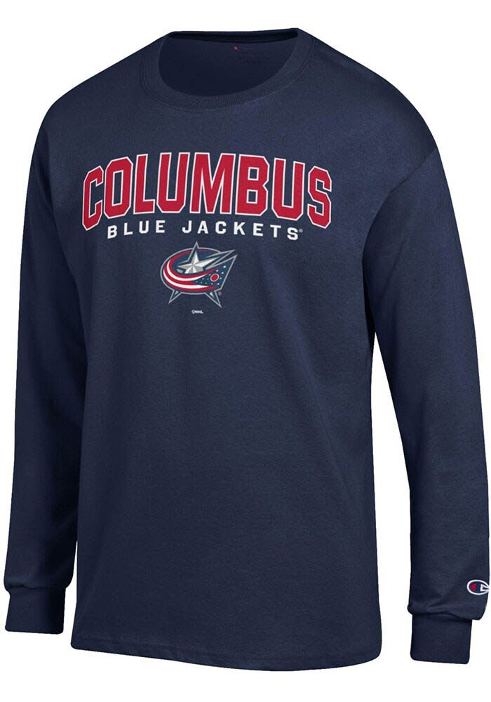 Champion Columbus Blue Jackets Navy Blue Jersey Long Sleeve T Shirt Navy Blue 100 Cotton Jersey Size XL Rally House